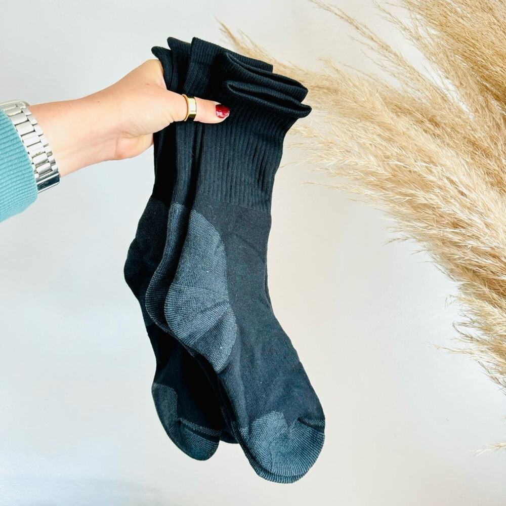 NEW BOMBAS Black Grey Gray Contrast Toe Heel Tube Crew Socks M Bundle Set 3